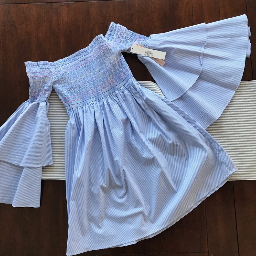 AquaSize XS Blue Striped Smoked Flutter Arm Tunic